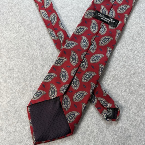 Paisley Print Christian Dior Necktie Polyester Silk Blend USA Monsieur - Picture 2 of 4